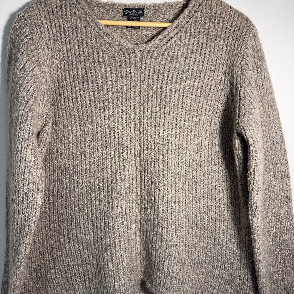 Women's Soft Taupe V-Neck Sweater made in Italy